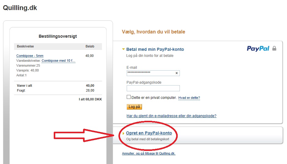 Brug kredikort på PayPal